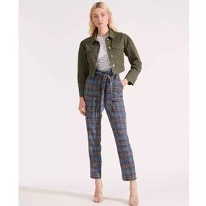 NWOT Veronica Beard Denim crop Army Green Pouf Sleeve Jacket size small military